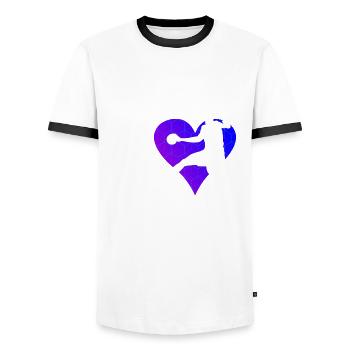 Joueuses de handball masculin Joueurs de handball Handballeurs - T-shirt contrasté Homme - blanc/noir - Devant - AI Model Female 172 light (172cm) & AI Model Male 178 dark (178cm)