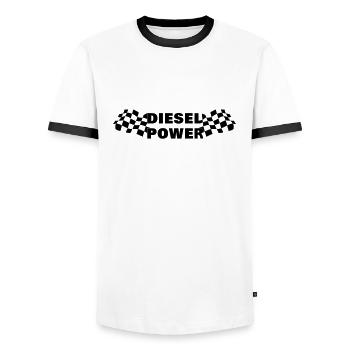 Diesel Power 2 1-farbig - Männer Kontrast-T-Shirt - Weiß/Schwarz - Vorne - AI Model Female 172 light (172cm) & AI Model Male 178 dark (178cm)