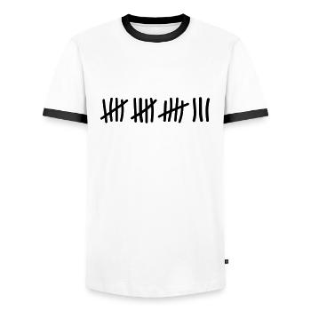 18 Birthday - Men's Ringer Shirt - white/black - Front - AI Model Female 172 light (172cm) & AI Model Male 178 dark (178cm)