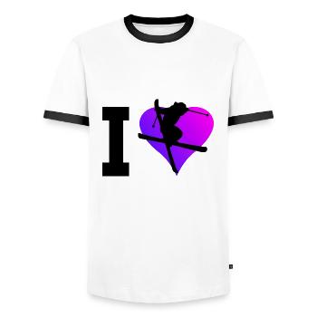Slopestyle Ski Freestyle Freestyle Ski Ski Jumping - Männer Kontrast-T-Shirt - Weiß/Schwarz - Vorne - AI Model Female 172 light (172cm) & AI Model Male 178 dark (178cm)