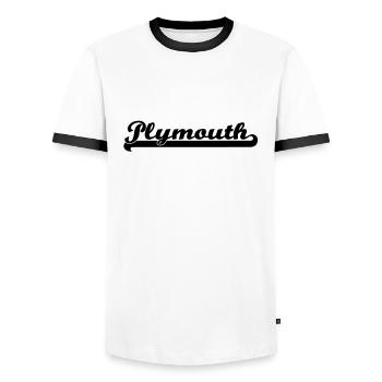 écrit de Plymouth - T-shirt contrasté Homme - blanc/noir - Devant - AI Model Female 172 light (172cm) & AI Model Male 178 dark (178cm)