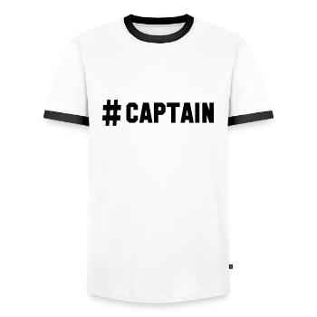 # captain - Männer Kontrast-T-Shirt - Weiß/Schwarz - Vorne - AI Model Female 172 light (172cm) & AI Model Male 178 dark (178cm)