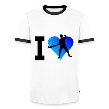 Pelota vasca Hommes Pelote Basque Pelote Jai Alai - T-shirt contrasté Homme - blanc/noir - Devant - AI Model Female 172 light (172cm) & AI Model Male 178 dark (178cm)