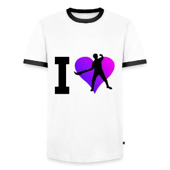 Pelote Jai Alai Hommes Pelote vasca Pelote Basque - T-shirt contrasté Homme - blanc/noir - Devant - AI Model Female 172 light (172cm) & AI Model Male 178 dark (178cm)