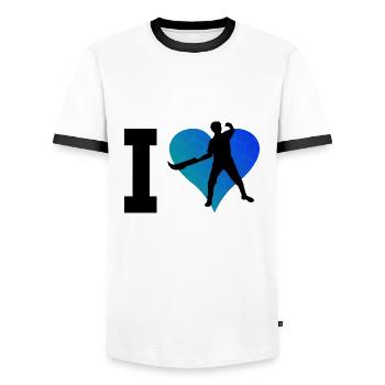 Basque Pelota Pelota Pelota vasca Jai Alai - Männer Kontrast-T-Shirt - Weiß/Schwarz - Vorne - AI Model Female 172 light (172cm) & AI Model Male 178 dark (178cm)