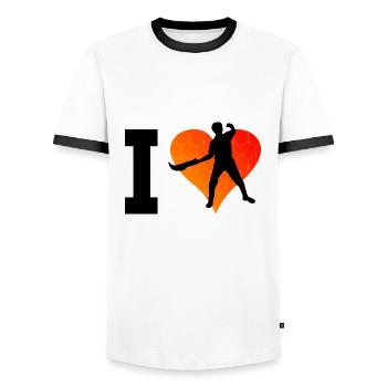 Hommes Basque Pelota Pelota Jai Alai Pelota vasca - T-shirt contrasté Homme - blanc/noir - Devant - AI Model Female 172 light (172cm) & AI Model Male 178 dark (178cm)