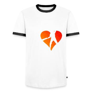 Damen Jai Alai Herren Basque Pelota Pelota - Männer Kontrast-T-Shirt - Weiß/Schwarz - Vorne - AI Model Female 172 light (172cm) & AI Model Male 178 dark (178cm)