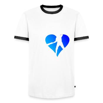 Jai Alai Femmes Pelote Hommes Pelote Basque - T-shirt contrasté Homme - blanc/noir - Devant - AI Model Female 172 light (172cm) & AI Model Male 178 dark (178cm)