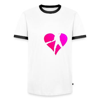 Pelote vasca femme Jai Alai Pelote Basque Pelote - T-shirt contrasté Homme - blanc/noir - Devant - AI Model Female 172 light (172cm) & AI Model Male 178 dark (178cm)