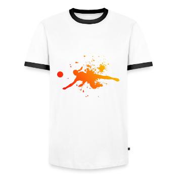Volley Herren Volleyballspieler Volleyballspielen - Männer Kontrast-T-Shirt - Weiß/Schwarz - Vorne - AI Model Female 172 light (172cm) & AI Model Male 178 dark (178cm)