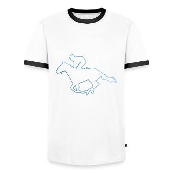 Sport équestre Cavaliers Cavaliers Hommes Équitation - T-shirt contrasté Homme - blanc/noir - Devant - AI Model Female 172 light (172cm) & AI Model Male 178 dark (178cm)