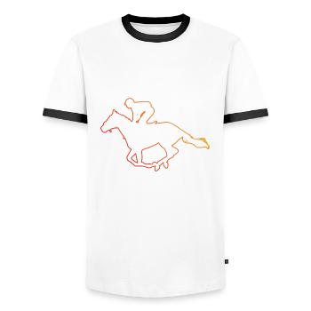 Reiter Equestrian Springreiten Herren - Männer Kontrast-T-Shirt - Weiß/Schwarz - Vorne - AI Model Female 172 light (172cm) & AI Model Male 178 dark (178cm)