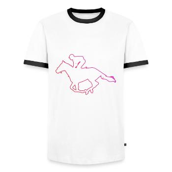 Horse Riding Reiten Dressour Reiter Herren - Männer Kontrast-T-Shirt - Weiß/Schwarz - Vorne - AI Model Female 172 light (172cm) & AI Model Male 178 dark (178cm)