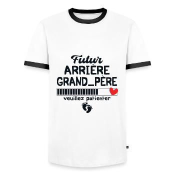 Future Arrière Grand Père En 2023 - T-shirt contrasté Homme - blanc/noir - Devant - AI Model Female 172 light (172cm) & AI Model Male 178 dark (178cm)