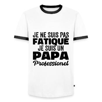 Je suis papa | humour papa drôle | fête des pères - T-shirt contrasté Homme - blanc/noir - Devant - AI Model Female 172 light (172cm) & AI Model Male 178 dark (178cm)