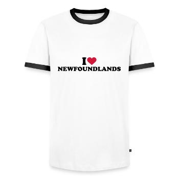 Neufundländer - Männer Kontrast-T-Shirt - Weiß/Schwarz - Vorne - AI Model Female 172 light (172cm) & AI Model Male 178 dark (178cm)