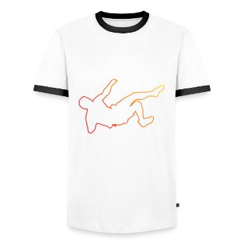 Boulder Bouldering Grimpeur Hommes Escalade - T-shirt contrasté Homme - blanc/noir - Devant - AI Model Female 172 light (172cm) & AI Model Male 178 dark (178cm)