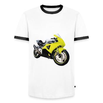 Track Day Bike - Männer Kontrast-T-Shirt - Weiß/Schwarz - Vorne - AI Model Female 172 light (172cm) & AI Model Male 178 dark (178cm)