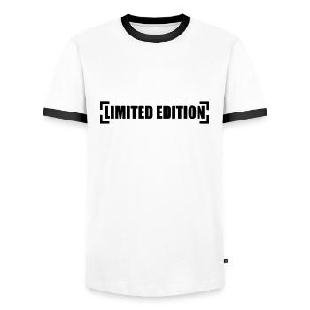 Limited Edition - Men's Ringer Shirt - white/black - Front - AI Model Female 172 light (172cm) & AI Model Male 178 dark (178cm)