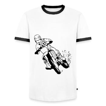 Moto Cross - Männer Kontrast-T-Shirt - Weiß/Schwarz - Vorne - AI Model Female 172 light (172cm) & AI Model Male 178 dark (178cm)