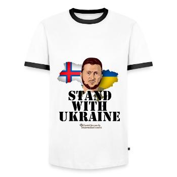 Färöer Inseln Ukraine - Männer Kontrast-T-Shirt - Weiß/Schwarz - Vorne - AI Model Female 172 light (172cm) & AI Model Male 178 dark (178cm)