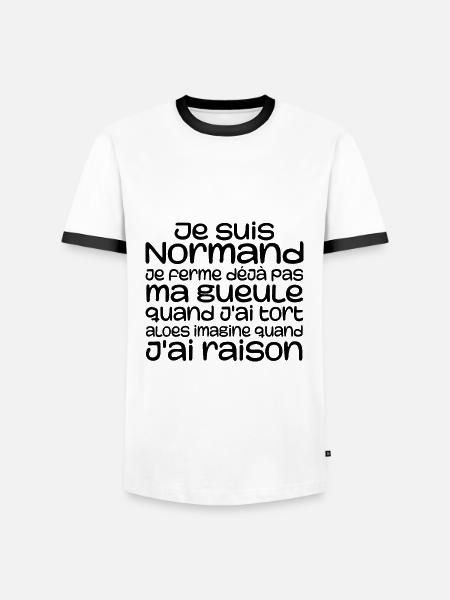 Normande Je Ferme Pas Ma Gueule Normandie Humour - T-shirt contrasté Homme - blanc/noir