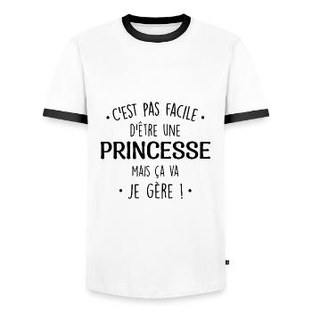 C'est Pas Facile D'être Une Princesse Parfaite - T-shirt contrasté Homme - blanc/noir - Devant - AI Model Female 172 light (172cm) & AI Model Male 178 dark (178cm)