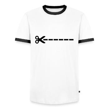 Schere - Männer Kontrast-T-Shirt - Weiß/Schwarz - Vorne - AI Model Female 172 light (172cm) & AI Model Male 178 dark (178cm)