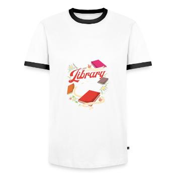 Book Lover Gift Fun Library Lady Reader - Men's Ringer Shirt - white/black - Front - AI Model Female 172 light (172cm) & AI Model Male 178 dark (178cm)