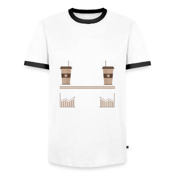 Programmeur Cadeau Frist Café puis Ordinateur de Données - T-shirt contrasté Homme - blanc/noir - Devant - AI Model Female 172 light (172cm) & AI Model Male 178 dark (178cm)
