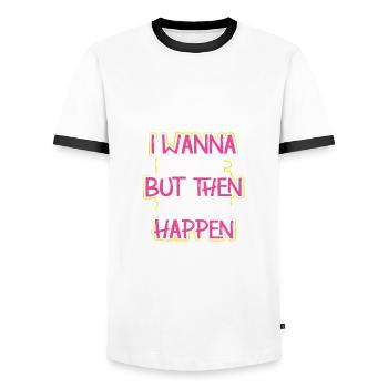 Sarcasm Wanna Be Nice Then People Happen Funny - Men's Ringer Shirt - white/black - Front - AI Model Female 172 light (172cm) & AI Model Male 178 dark (178cm)