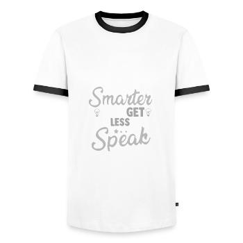 Sarcastic Gifts Smarter You Get Less You Speak - Men's Ringer Shirt - white/black - Front - AI Model Female 172 light (172cm) & AI Model Male 178 dark (178cm)