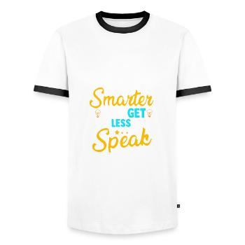Sarcastique Plus intelligent vous obtenez moins vous parlez sarcasme - T-shirt contrasté Homme - blanc/noir - Devant - AI Model Female 172 light (172cm) & AI Model Male 178 dark (178cm)