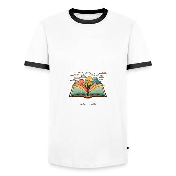Raconter des histoires Trhough Images et souvenirs - T-shirt contrasté Homme - blanc/noir - Devant - AI Model Female 172 light (172cm) & AI Model Male 178 dark (178cm)