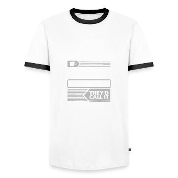 Peindre l’humour si la peinture facile l’appelle - T-shirt contrasté Homme - blanc/noir - Devant - AI Model Female 172 light (172cm) & AI Model Male 178 dark (178cm)