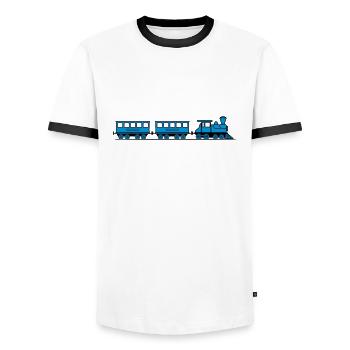 Train wagons locomotive de chemin de fer vapeur - T-shirt contrasté Homme - blanc/noir - Devant - AI Model Female 172 light (172cm) & AI Model Male 178 dark (178cm)