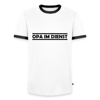 opa im dienst - Männer Kontrast-T-Shirt - Weiß/Schwarz - Vorne - AI Model Female 172 light (172cm) & AI Model Male 178 dark (178cm)