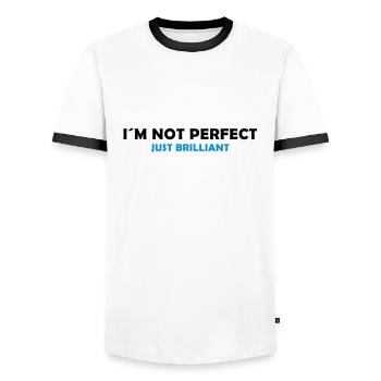 I´m not perfect - just brilliant - Männer Kontrast-T-Shirt - Weiß/Schwarz - Vorne - AI Model Female 172 light (172cm) & AI Model Male 178 dark (178cm)