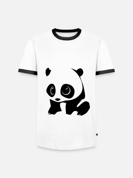 panda baby - Männer Kontrast-T-Shirt - Weiß/Schwarz