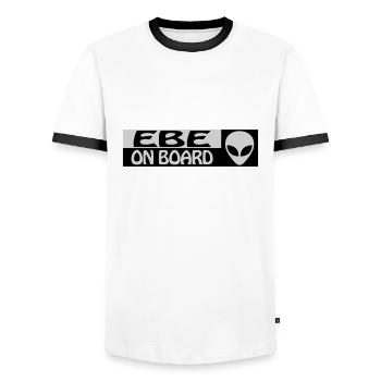 EBE ON BOARD - Men's Ringer Shirt - white/black - Front - AI Model Female 172 light (172cm) & AI Model Male 178 dark (178cm)