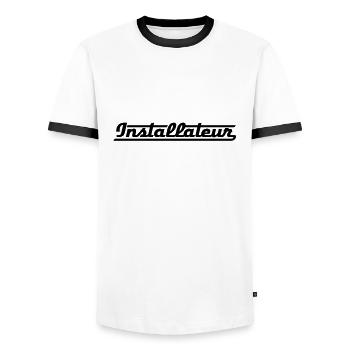 installateur - Männer Kontrast-T-Shirt - Weiß/Schwarz - Vorne - AI Model Female 172 light (172cm) & AI Model Male 178 dark (178cm)
