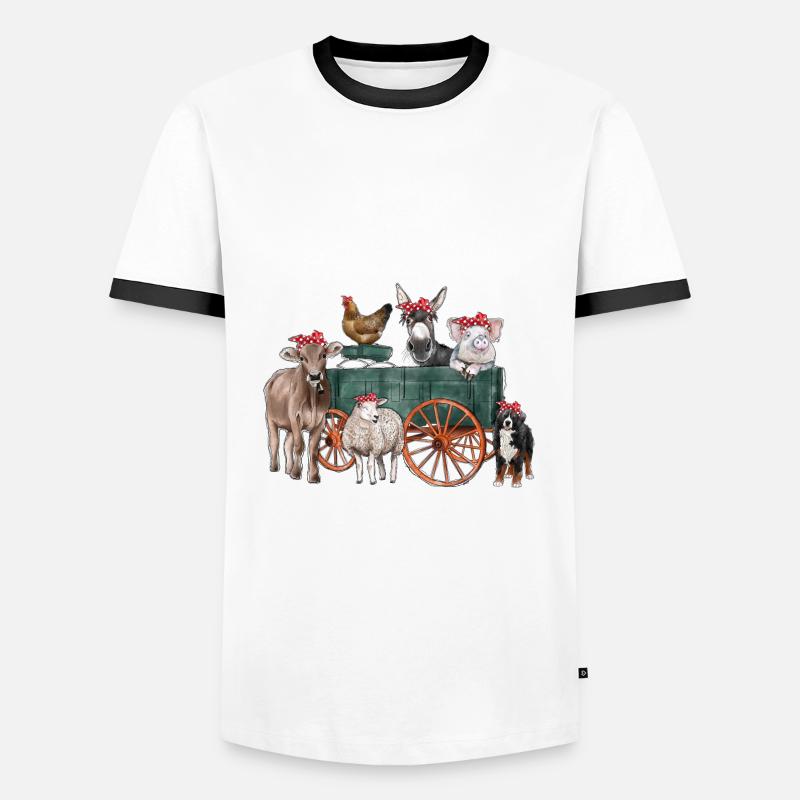 Nutztiere Wagon - Männer Kontrast-T-Shirt - Weiß/Schwarz