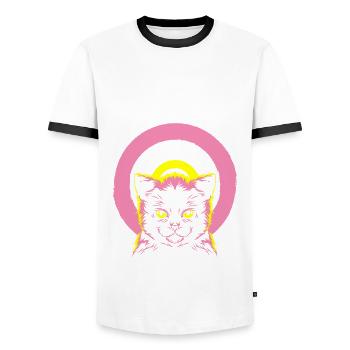 Katzensilhouette | Farben änderbar - Männer Kontrast-T-Shirt - Weiß/Schwarz - Vorne - AI Model Female 172 light (172cm) & AI Model Male 178 dark (178cm)