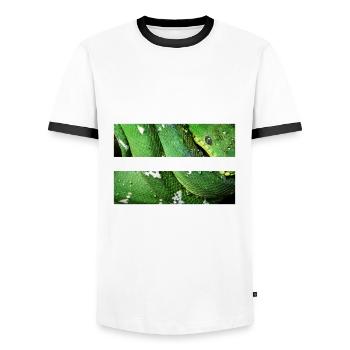 Emerald Tree Boa - Men's Ringer Shirt - white/black - Front - AI Model Female 172 light (172cm) & AI Model Male 178 dark (178cm)