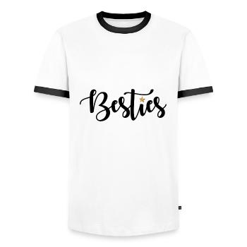 Besties - Men's Ringer Shirt - white/black - Front - AI Model Female 172 light (172cm) & AI Model Male 178 dark (178cm)