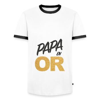 Papa en Or - T-shirt contrasté Homme - blanc/noir - Devant - AI Model Female 172 light (172cm) & AI Model Male 178 dark (178cm)