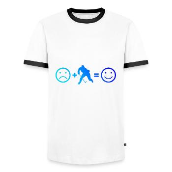 Joueur de hockey sur glace Joueur de hockey sur glace - T-shirt contrasté Homme - blanc/noir - Devant - AI Model Female 172 light (172cm) & AI Model Male 178 dark (178cm)