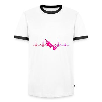 Trompette Trompette Trompette Trompette Joueur de Trompette - T-shirt contrasté Homme - blanc/noir - Devant - AI Model Female 172 light (172cm) & AI Model Male 178 dark (178cm)