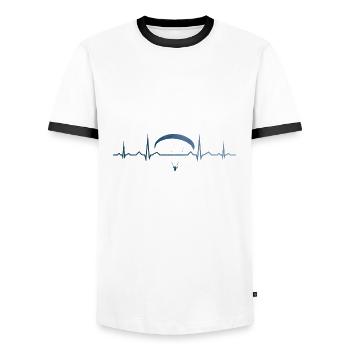 Paragliding Paraglider Paragleiten Gleitschirm - Men's Ringer Shirt - white/black - Front - AI Model Female 172 light (172cm) & AI Model Male 178 dark (178cm)