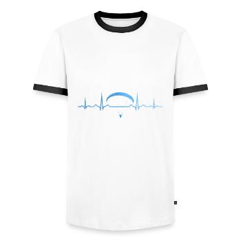 Men's Women Paragliding Paragliding - Men's Ringer Shirt - white/black - Front - AI Model Female 172 light (172cm) & AI Model Male 178 dark (178cm)